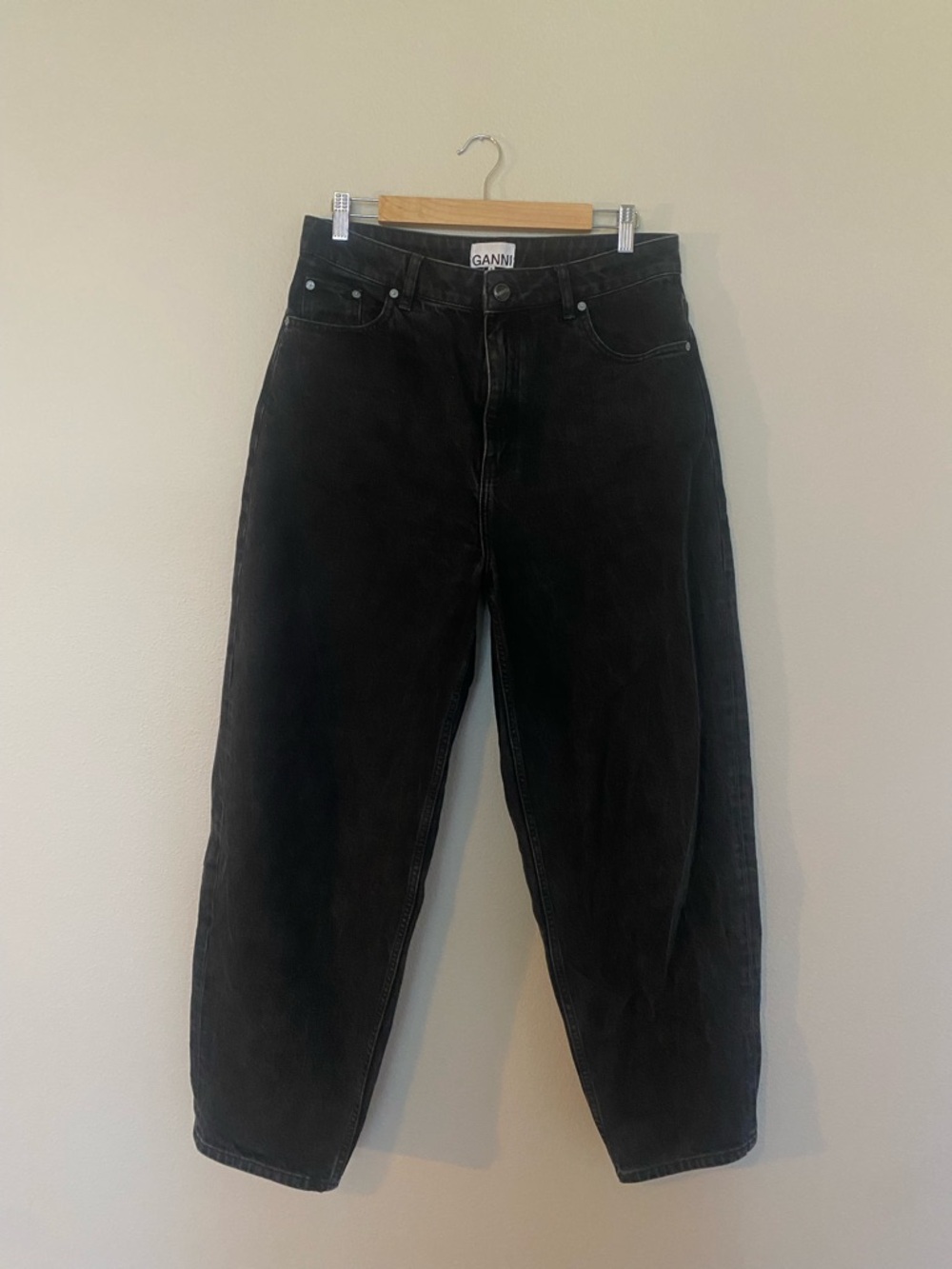 Ganni Black Barrel Leg Jeans